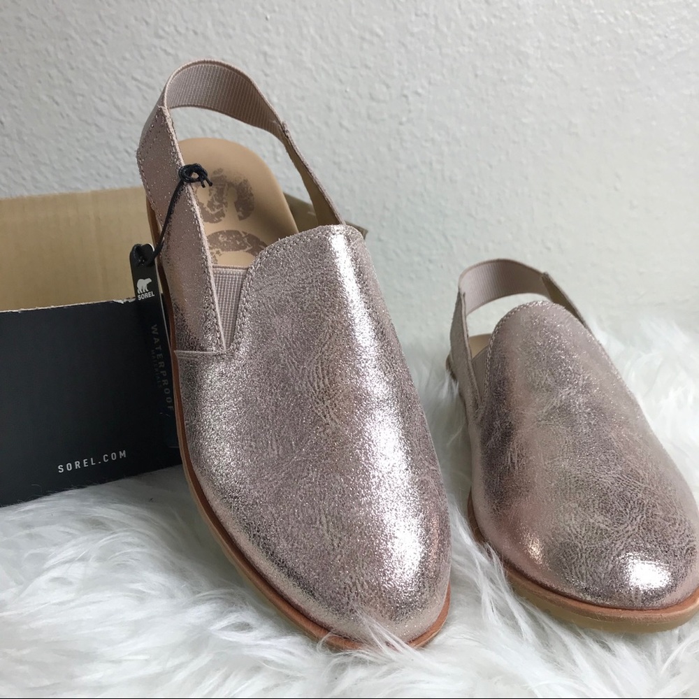 NIB Sorel Ella Slingback Rose Gold Sandal Flats